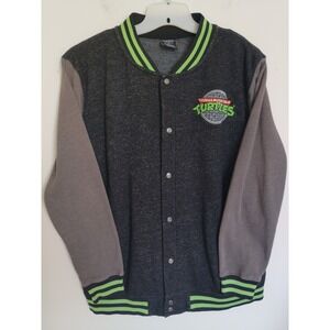 Nickelodeon Teenage Mutant Ninja Turtles Jacket Gray Varsity Fleece Mens Size XL